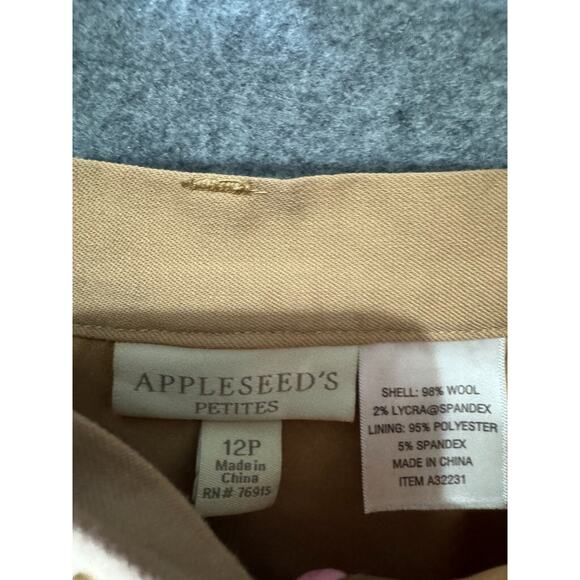 Appleseeds‎ Pants Women 12P Wool Flat Front Stretch Tapered Leg Career Mature - Picture 2 of 7